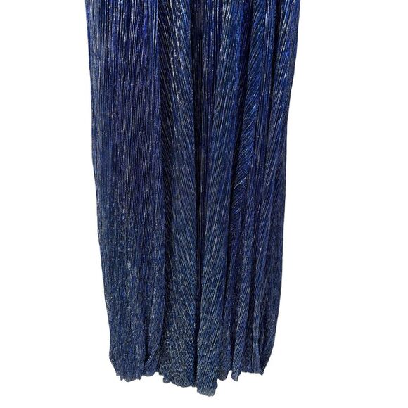 NWT Lulus Stunner Shiny Metallic Backless Maxi Dress Blue Prom Homecoming Size S - Picture 4 of 14
